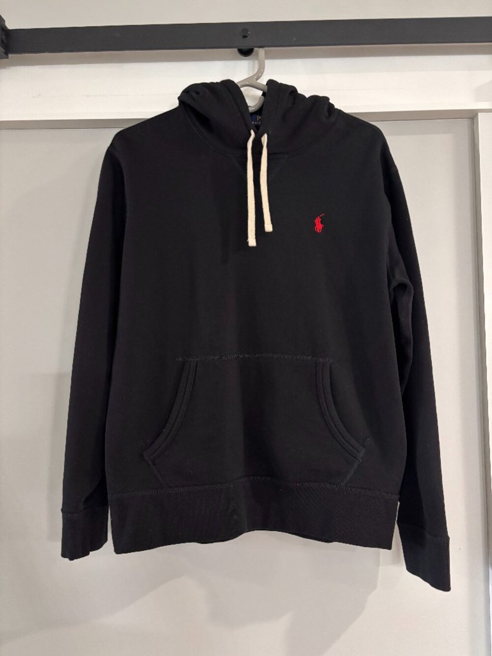 Polo Ralph Lauren Black Pullover Hoodie Red Pony Logo Men's Medium